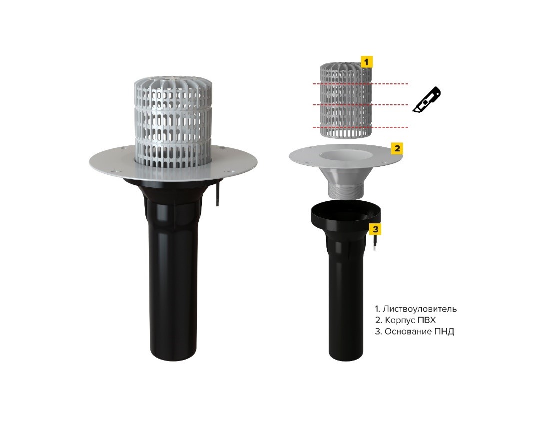 ТЕХНОНИКОЛЬ вводит в ассортимент комплектации для плоских кровель новые усовершенствованные воронки