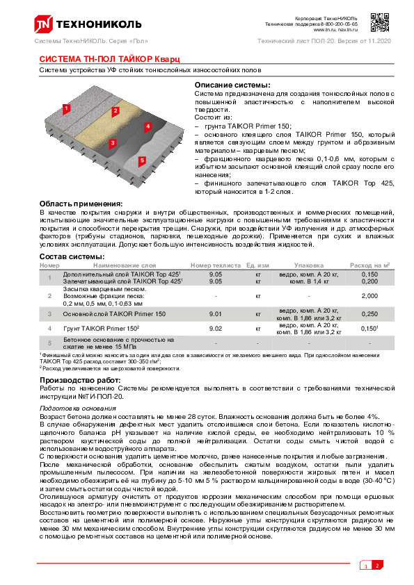 Система покрытия тн пол